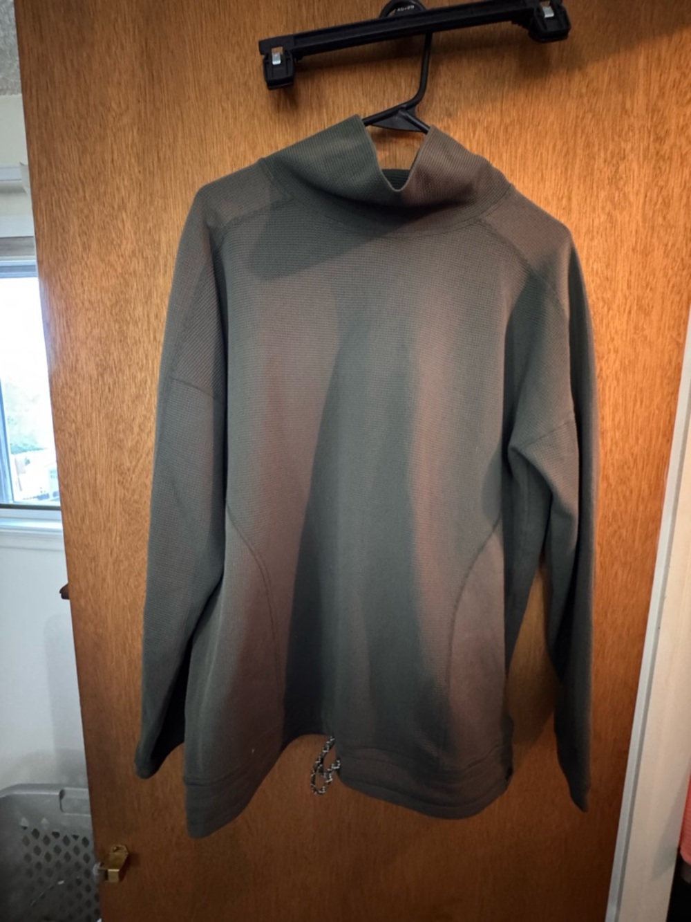 Eddie Bauer Olive Waffle Funnel Neck Sweater